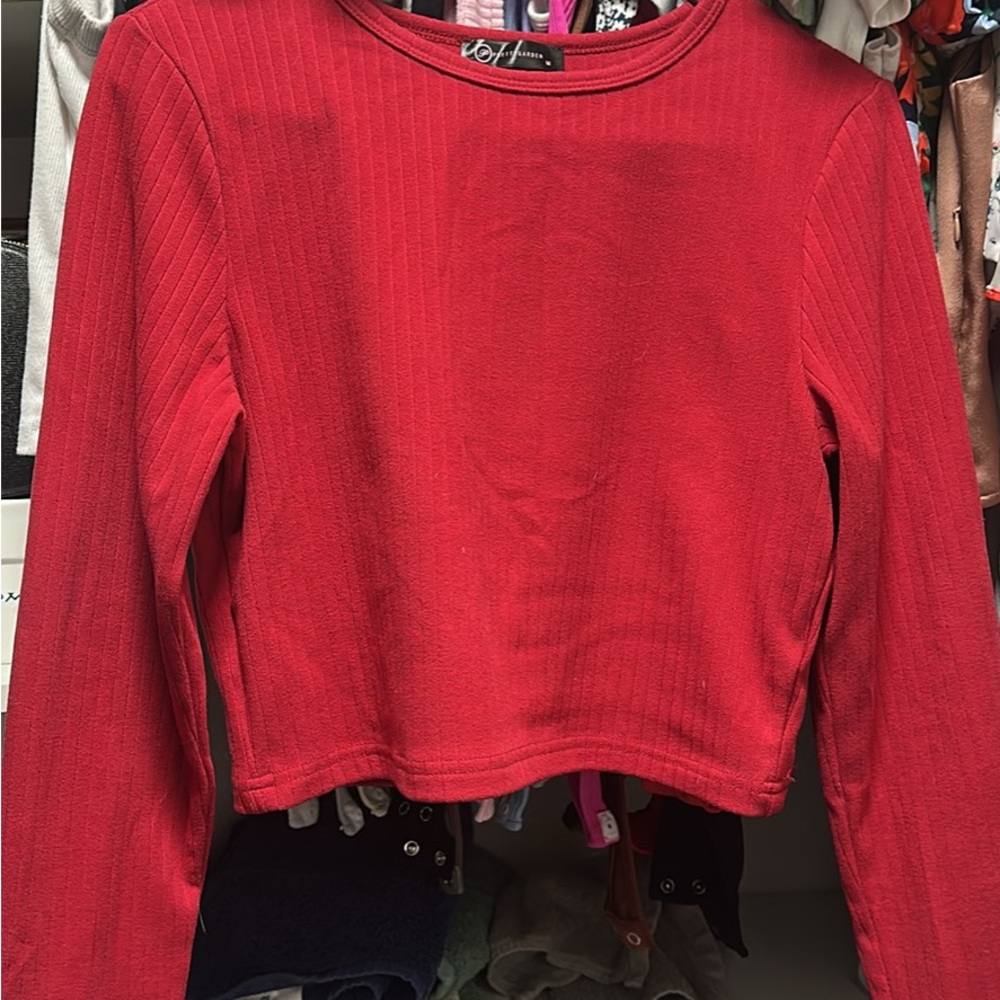 Amazon Vibrant Red Ribbed Crop Top